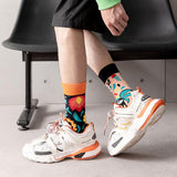 Men's Mid-calf Length Autumn And Winter New Casual Cartoon AB Foot Socks - Nioor