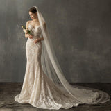 Bridal Church Wedding Pearl Long Tail Tulle - Nioor