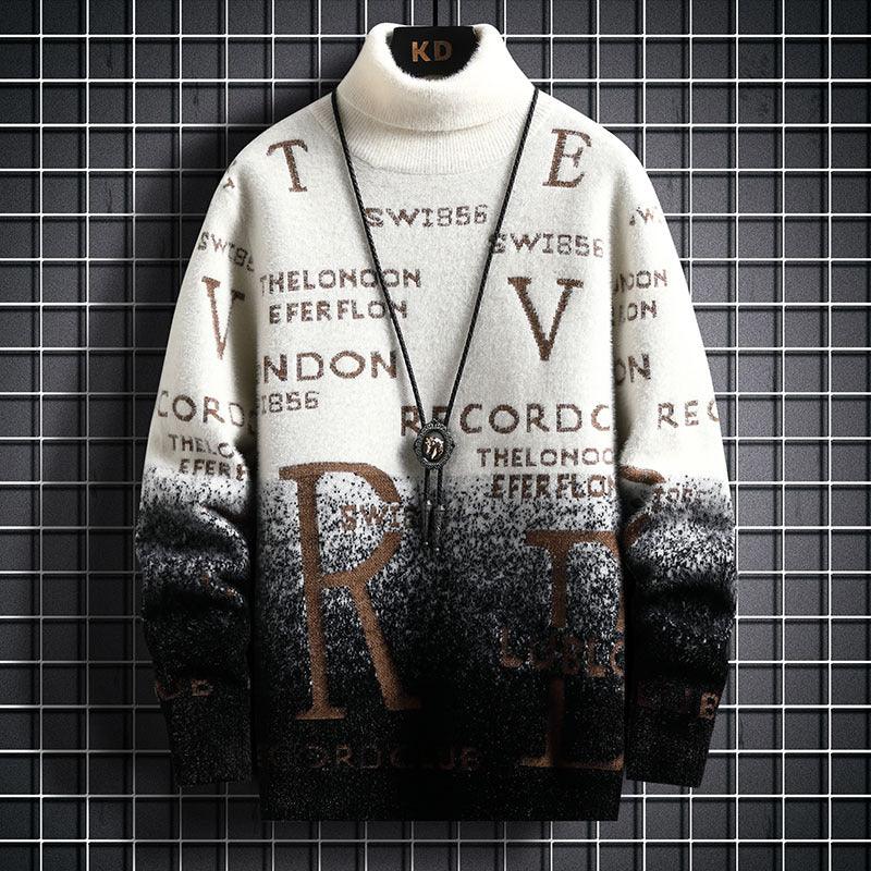 Gradient Mink Fleece Turtleneck Sweater For Men - Nioor