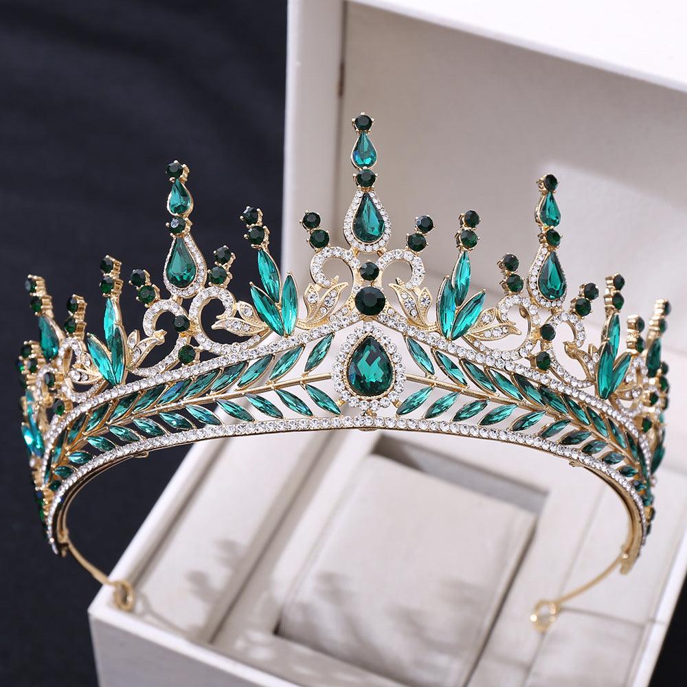 Wedding Headwear Hair Hoop Set Crystal Baroque Large Crown - Nioor