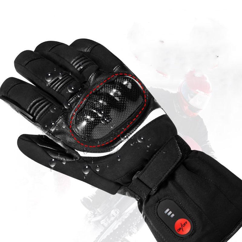 Electric Heating Thickened Leather Motorcycle Riding Gloves - Nioor