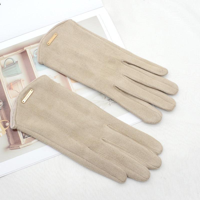 Women's Fleece Suede Gloves Warm And Cold Protection - Nioor