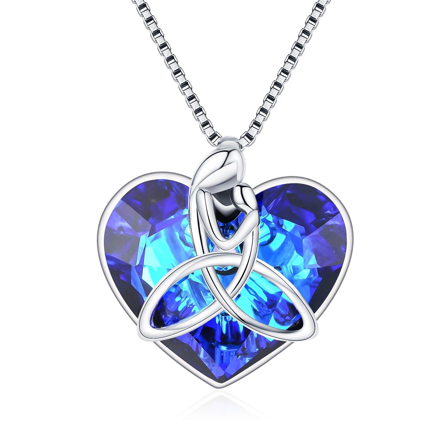 925 Sterling Silver Irish Celtic Knot Love Heart Pendant With Crystal Mother Jewelry - Nioor