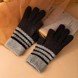 Fleece-lined Knitting Wool Cold-proof Gloves - Nioor