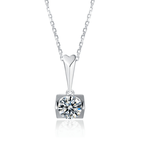 S925 Sterling Silver Inlaid Moissanite Stud Necklace Two Piece Set - Nioor