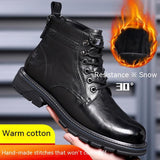 Vintage Fleece-lined Leather Boots Outdoor Keep Warm Men's - Nioor