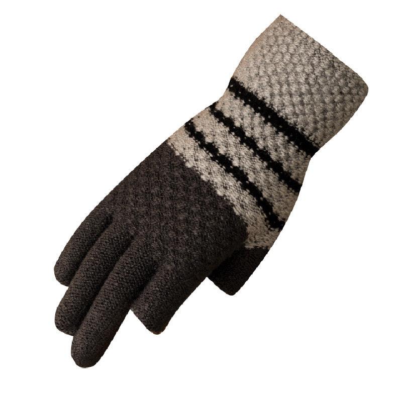 Fleece-lined Knitting Wool Cold-proof Gloves - Nioor