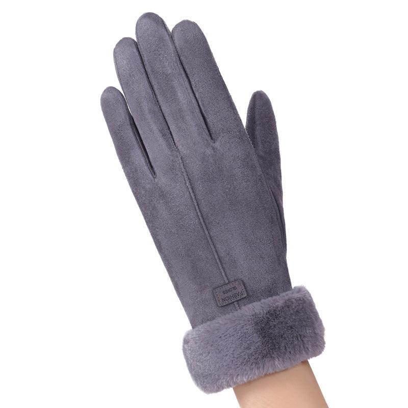 Thermal Gloves N915 Women's Winter Suede Double-layer Velvet Thickened - Nioor