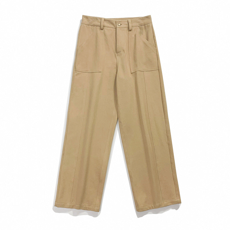 Tide Solid Colour Minimalist Washed Casual Trousers For Men