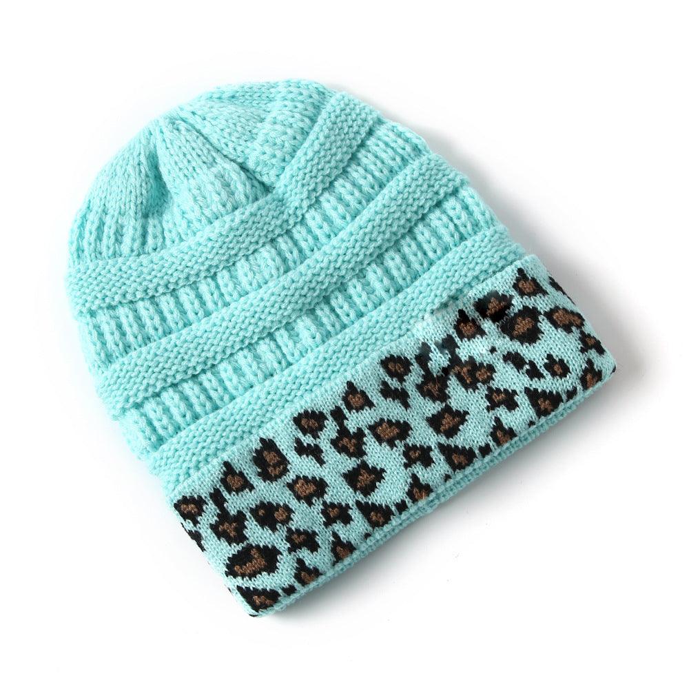 Beanie Women's Warm Leopard Print Knitted Hat Winter - Nioor