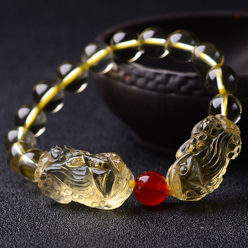 Natural Citrine Double Pixiu Bracelet