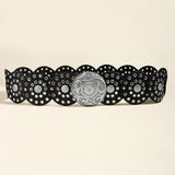 Retro Women's Round Hollow Metal Wide Belt - Nioor