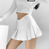 Women's Preppy Style Hot Girl Sexy V Waist Ultra Short Anti-exposure A- Line Skirt - Nioor