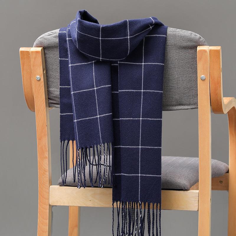 British Plaid Imitation Cashmere Tassels Couple Parent-child Men's Scarf - Nioor