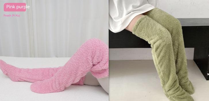 Over Knee High Fuzzy Long Socks Winter Warm Cold Leg Knee Joint Cold-proof Stockings Home Floor Sleeping Socks - Nioor