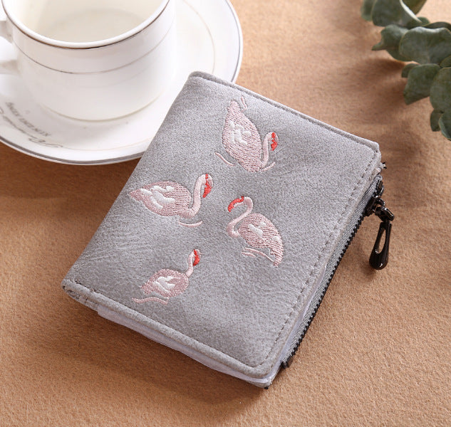 New Ladies Wallet Hand Embroidered White Swan