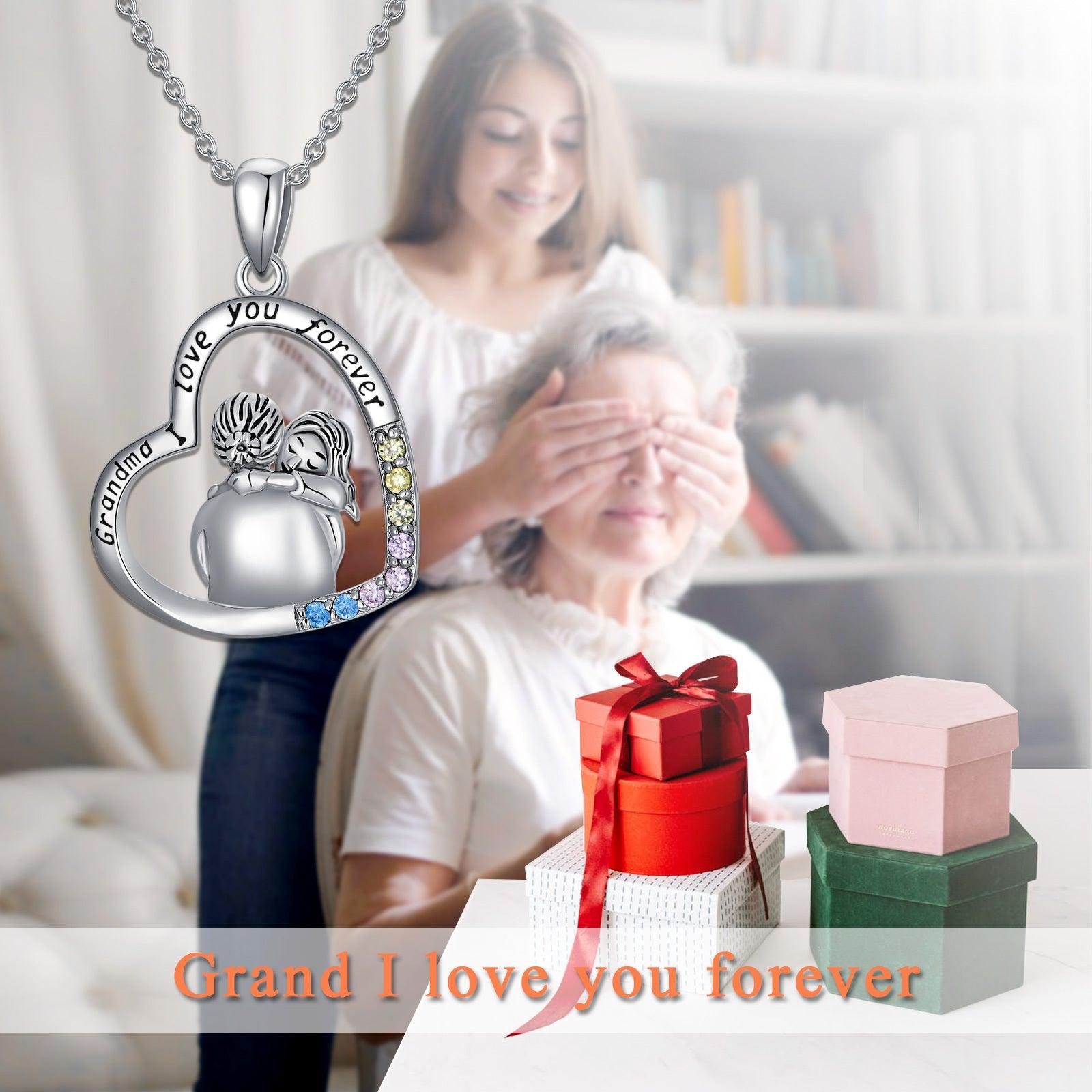 White Gold Plated Cubic Zirconia Granny Necklace In Sterling Silver - Nioor