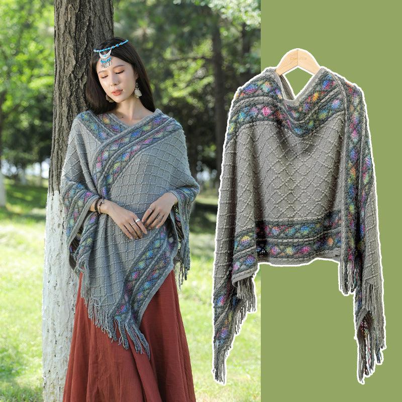 Autumn And Winter New Ethnic Style Shawl Travel Tassel Cloak - Nioor