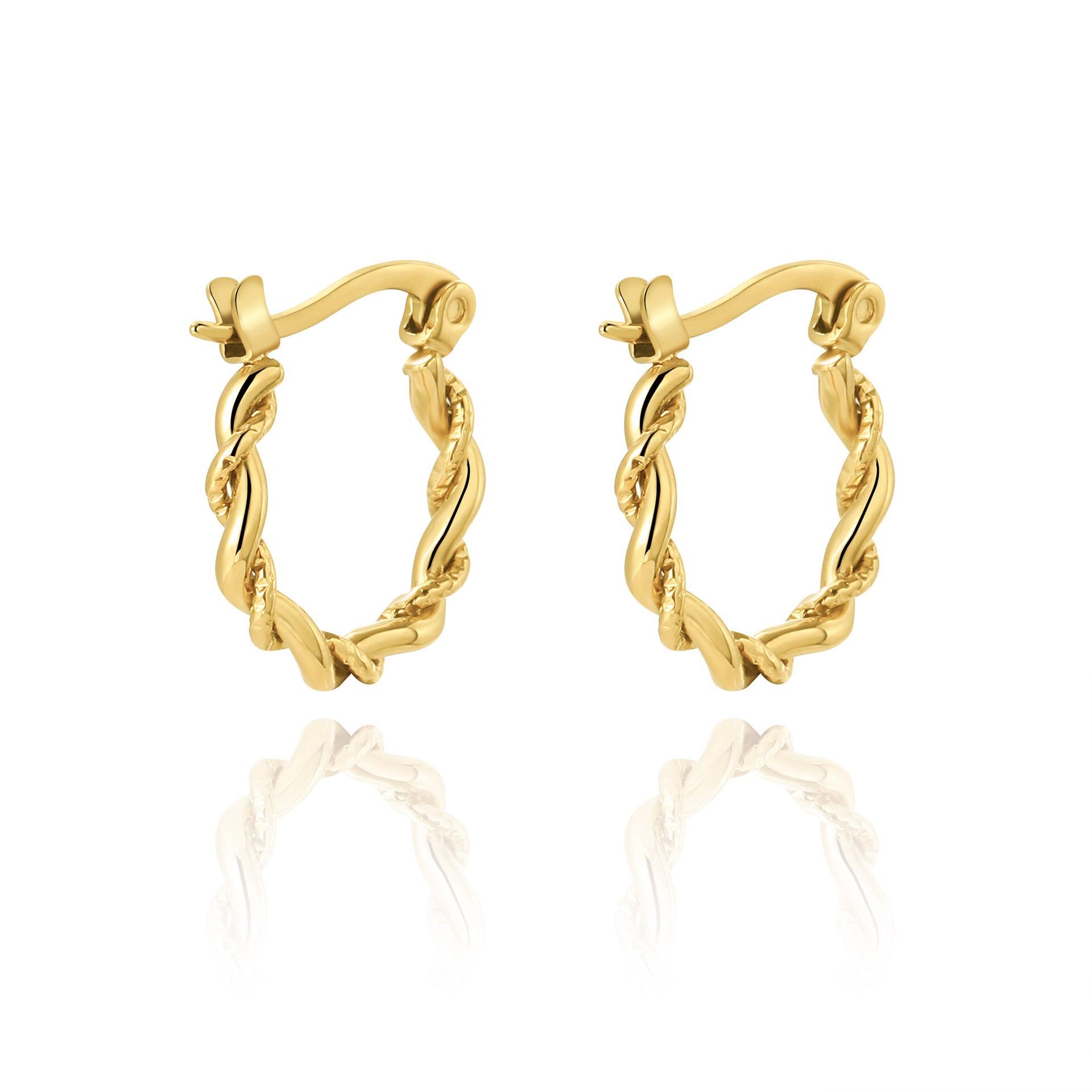 High-grade Titanium Steel Gold-plated Hollow Crescent Earrings - Nioor