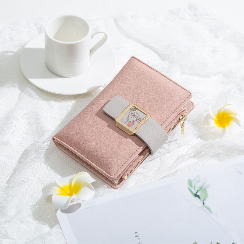 Three Fold Zipper Hasp Short Women's Wallet