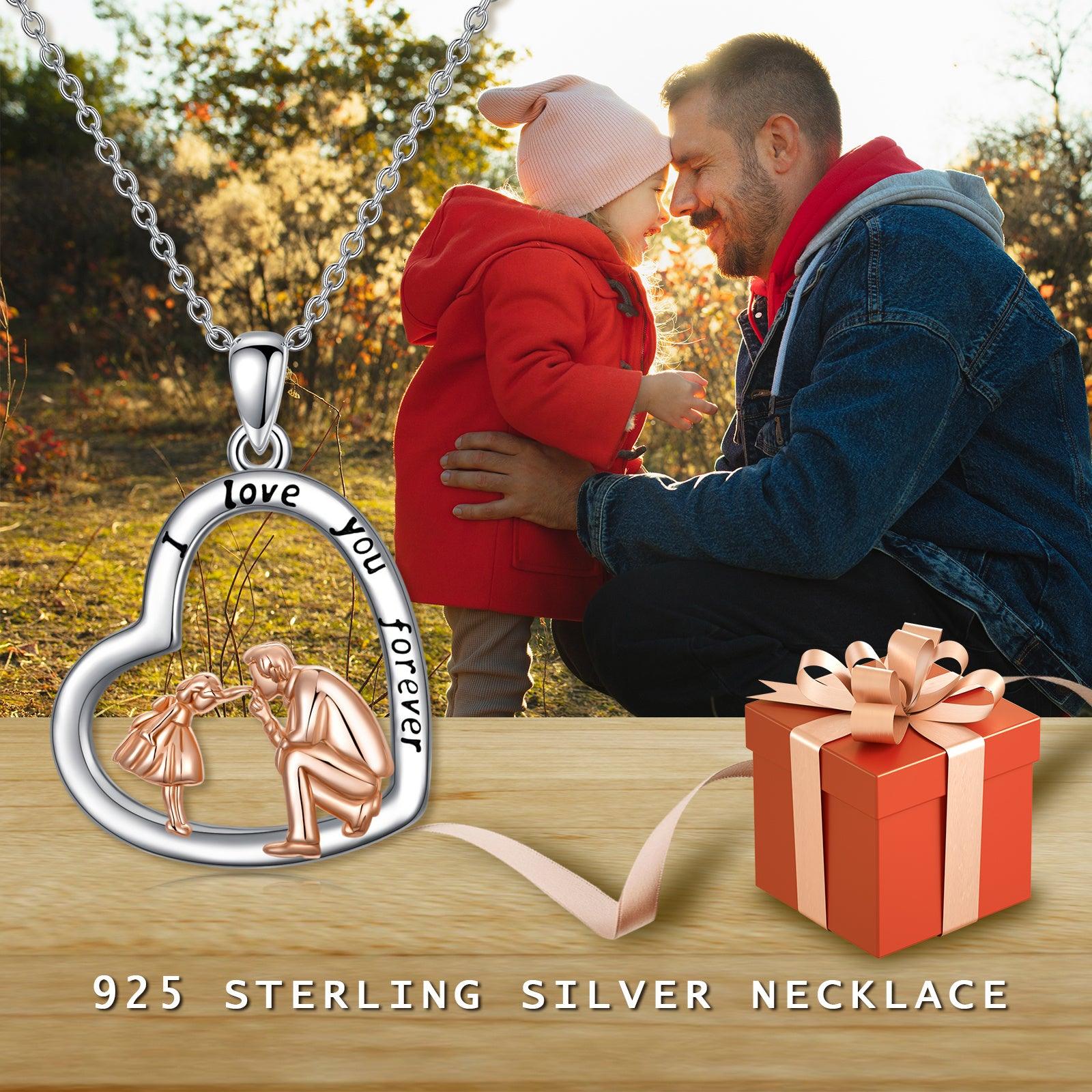 S925 Sterling Silver Daughter Gift from Dad Daughter Heart Pendant Necklace I Love You Forever Jewelry - Nioor