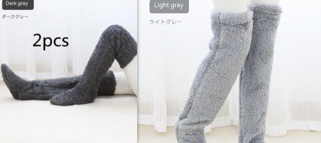 Over Knee High Fuzzy Long Socks Winter Warm Cold Leg Knee Joint Cold-proof Stockings Home Floor Sleeping Socks - Nioor