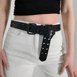 Men's And Women's Double-buckle Cutout Hip Hop Trend Metal Cutout Punk Belts - Nioor