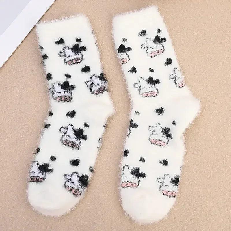 Women's Cow Spot Warm Floor Socks - Nioor