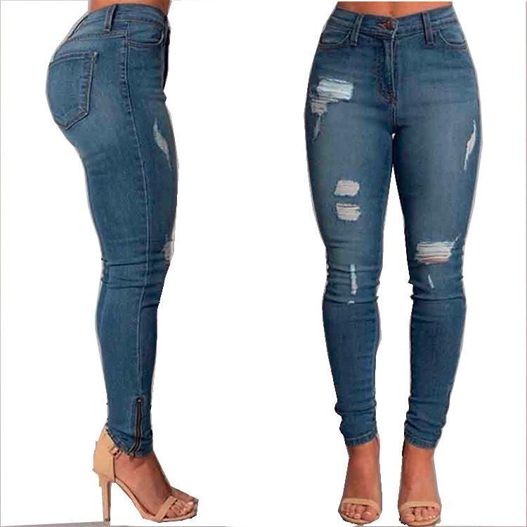 Women's Jeans Ankle Banded Slim Fit Hip Raise Jeans Women's Trousers - Nioor