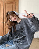 American Vintage Washed Distressed Loose Pullover Top - Nioor