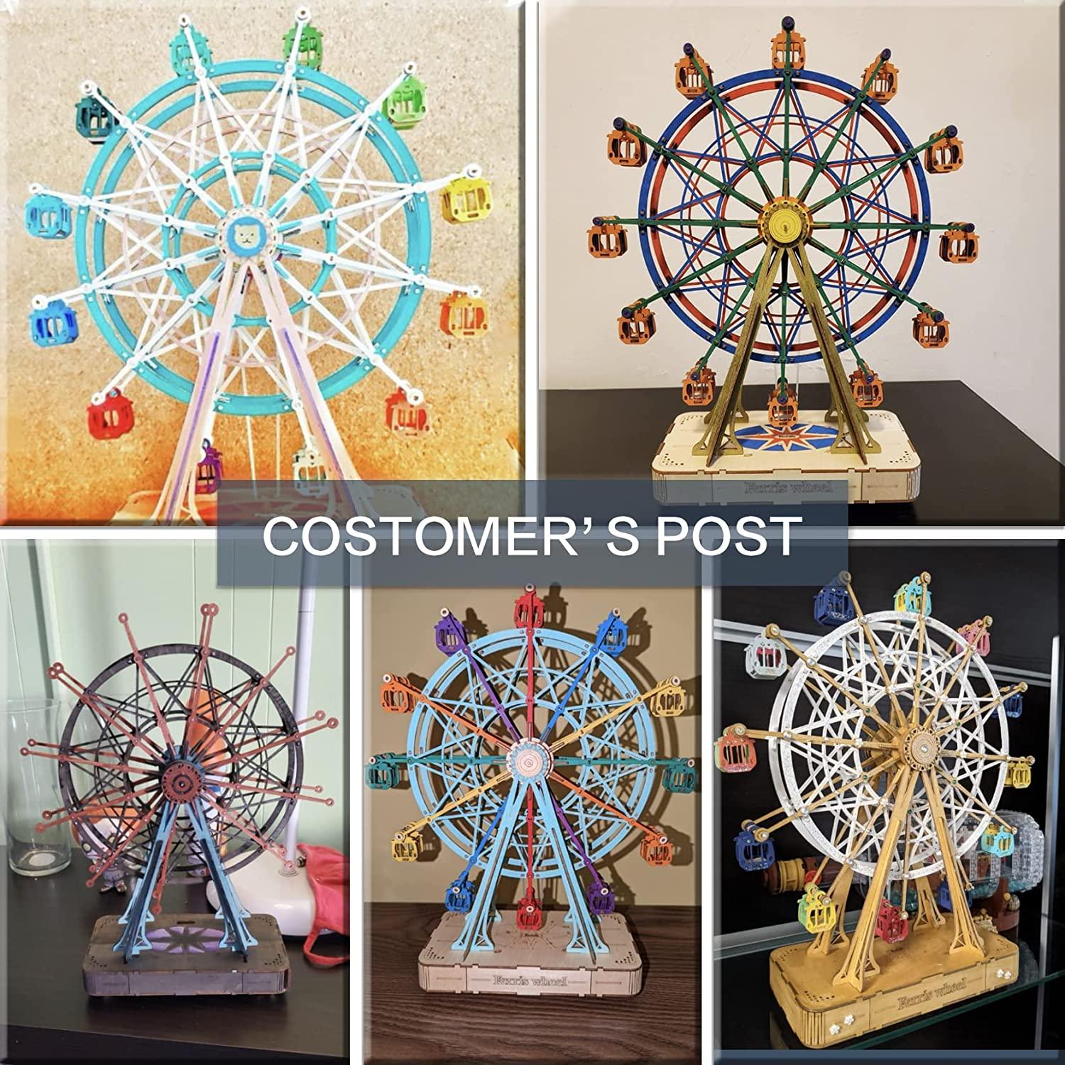 Robotime DIY Wooden Rotatable Ferris Wheel Model With Playing Music Toys For Children Birthday TGN01 - Nioor