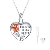 Sterling Silver Rose Flower Urn Necklace for Ashes Cremation Jewelry Forever in my Heart - Nioor