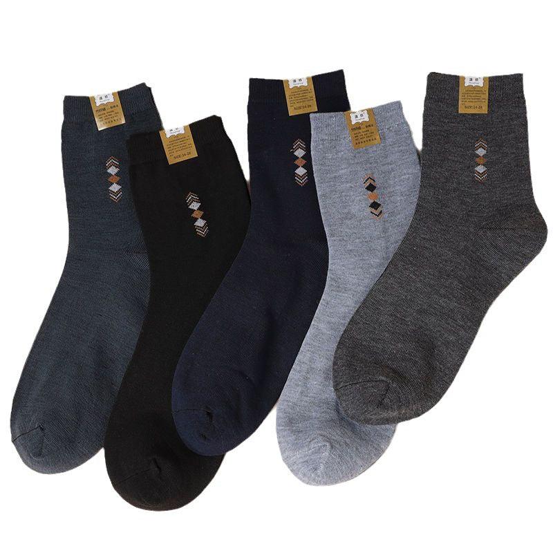 Men's Autumn And Winter Mid-calf Length Socks Black Wear-resistant Four Seasons - Nioor