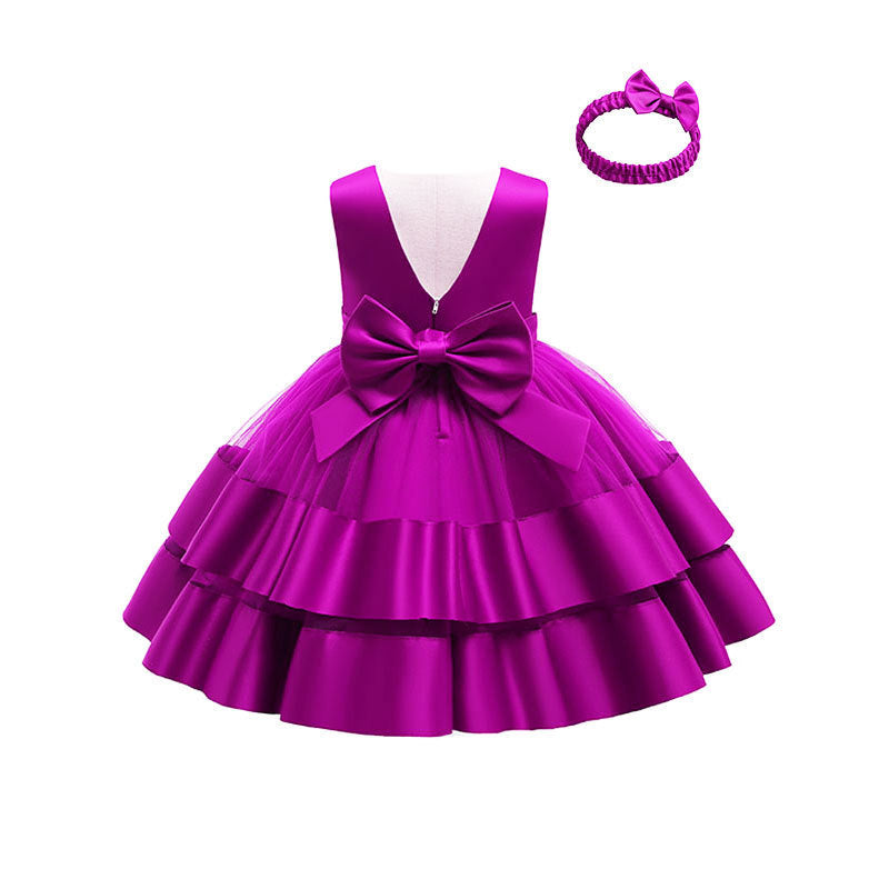 Girls' Puffy One-year-old Full Moon Birthday Dress