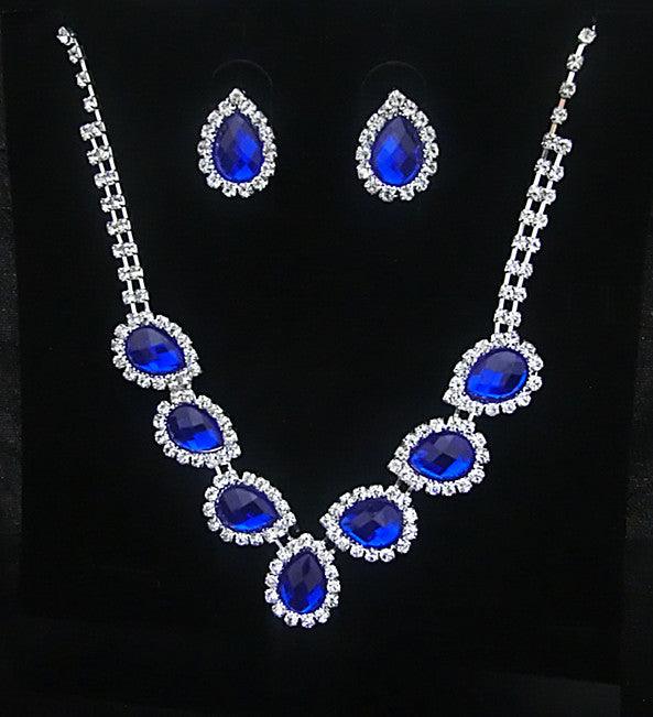 The New Bride Jewelry Color Diamond Earrings Necklace Fashion Necklace Set Can Be Customized - Nioor