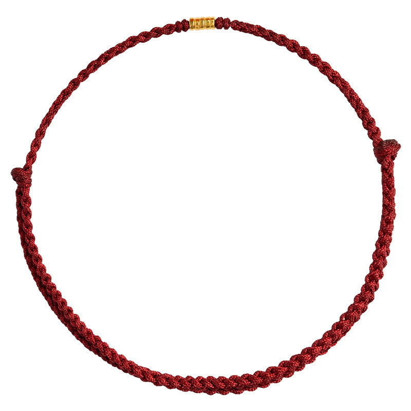 Small Bead Handmade Braided Red Rope Bracelet