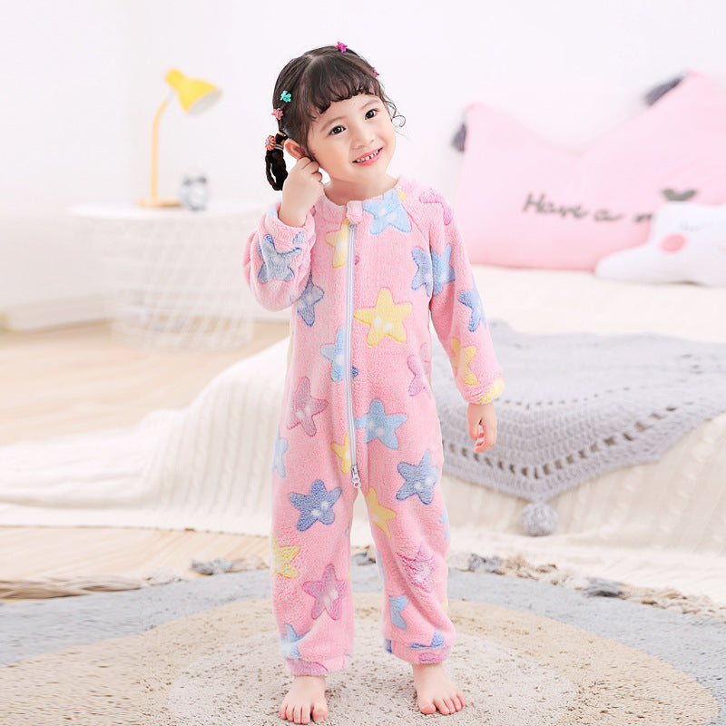 Children's Autumn And Winter Flannel One-piece Romper