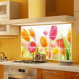 Tulip Flower Kitchen Stove Tile Glass Background Decoration Removable Wall Sticker - Nioor