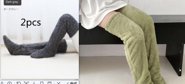 Over Knee High Fuzzy Long Socks Winter Warm Cold Leg Knee Joint Cold-proof Stockings Home Floor Sleeping Socks - Nioor