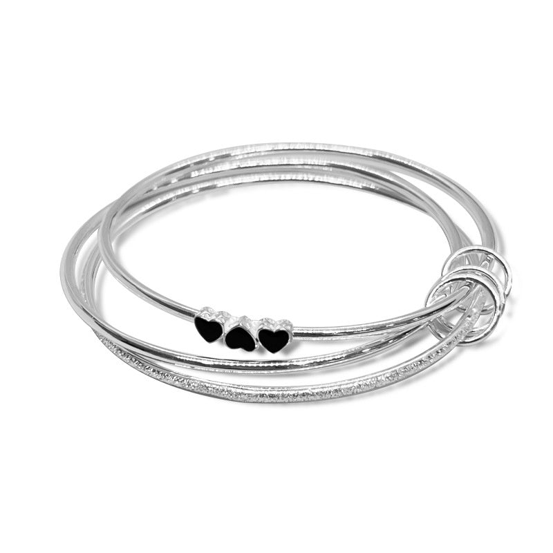 Sansheng Sanshi Pure Silver 9999 Sterling Silver Bracelet Female With Hearts Epoxy