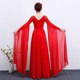 The Red Long Guzheng Performance Dress Is Elegant And Slim - Nioor