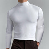 Autumn And Winter High Neck Long Sleeve T-shirt Men's Base Comfortable Solid Color Top - Nioor