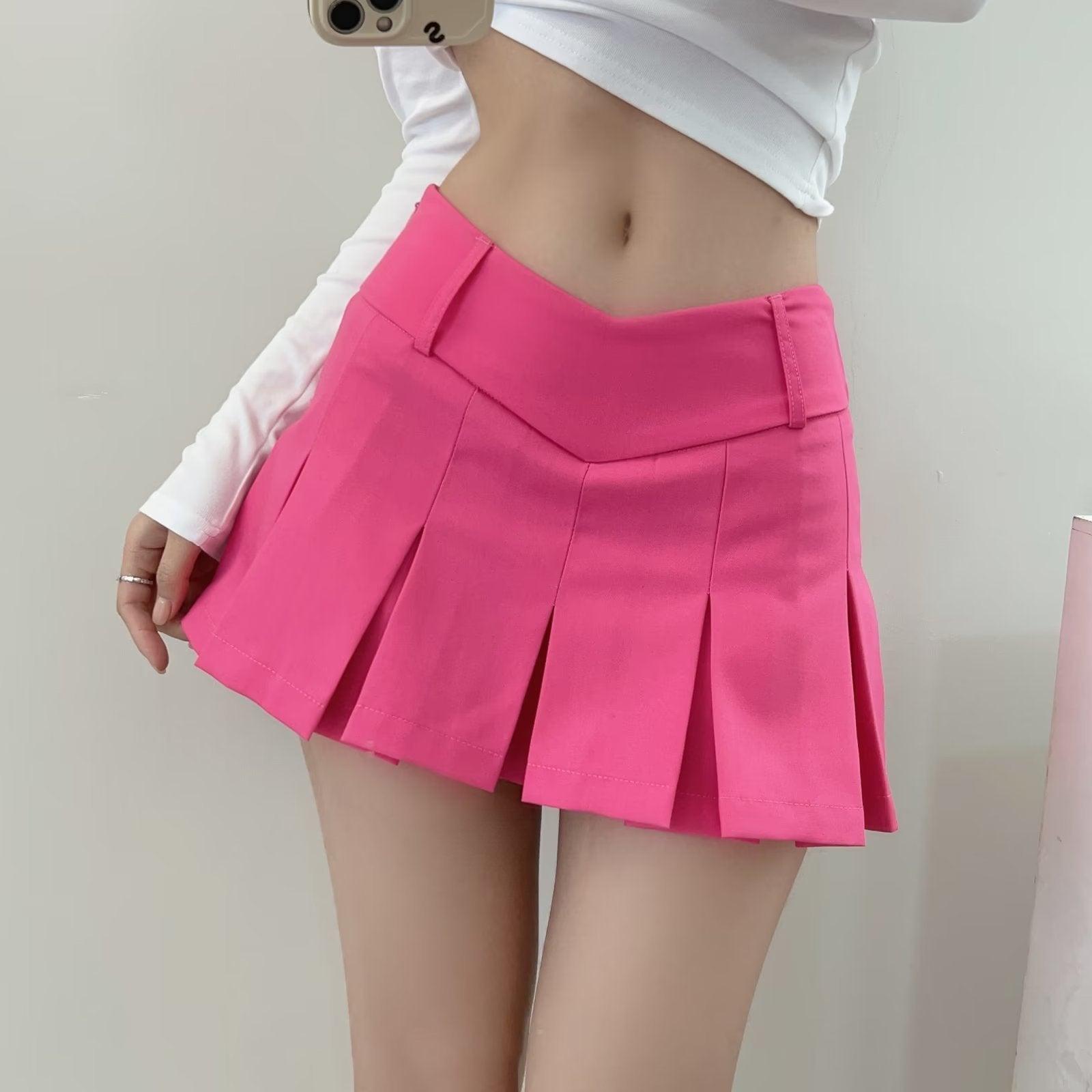 Women's Preppy Style Hot Girl Sexy V Waist Ultra Short Anti-exposure A- Line Skirt - Nioor