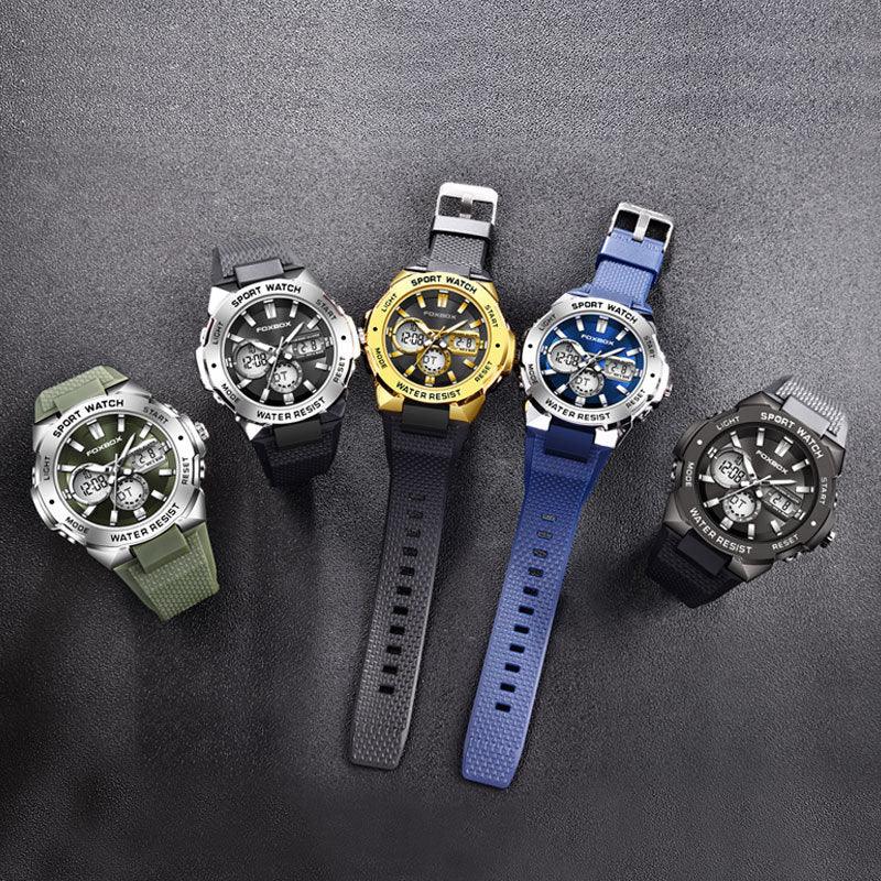 Double Display Multi-function Sports Men's Waterproof Luminous Quartz Watch - Nioor