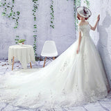 Wedding Dress Bride One-shoulder Trailing French Veil Hepburn Female - Nioor