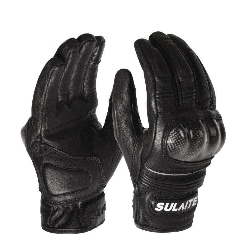 Men's And Women's Motorcycle Sheepskin Riding Full Finger Gloves - Nioor