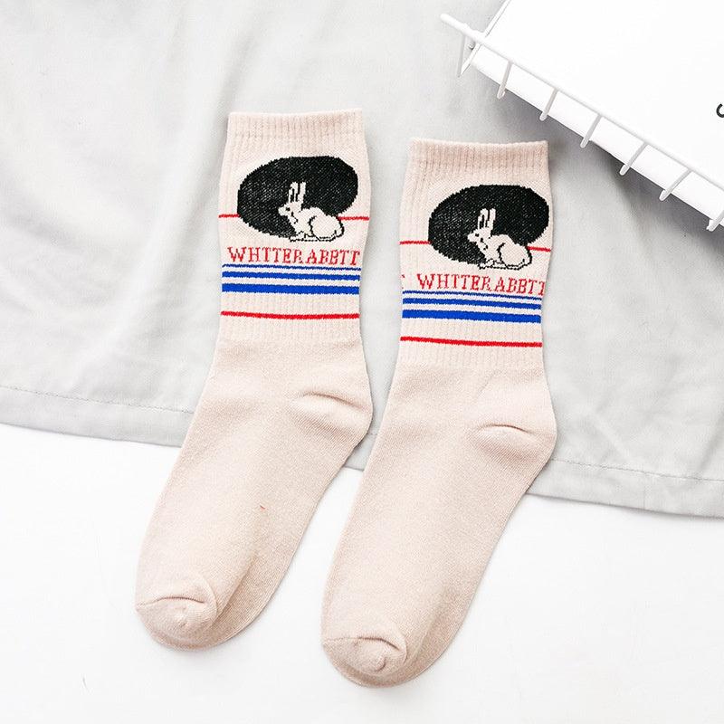 Socks Trendy Tube White Rabbit High-top Cotton Socks - Nioor