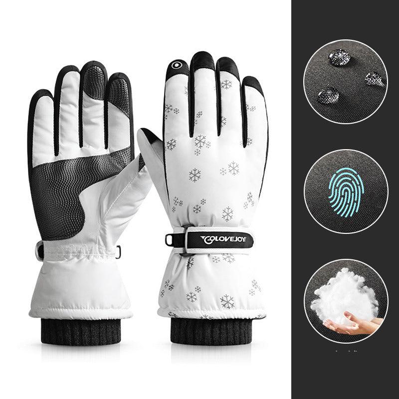 Snowflake Cartoon Print Gloves Winter Touchscreen Waterproof Windproof Warm Gloves For Cycling Fishing Skiing - Nioor