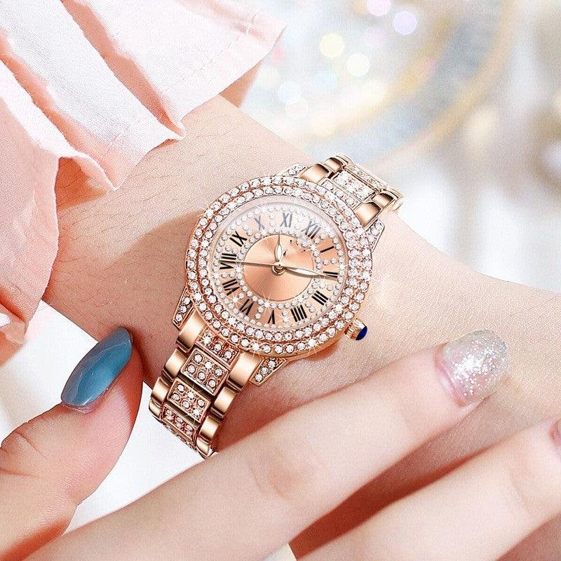 Exquisite And Elegant Sparkling Quartz Watch With Diamonds - Nioor