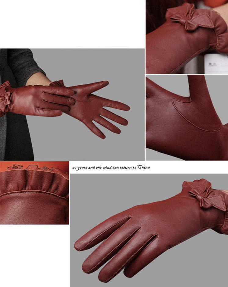 Women's Winter Warm Touch Screen Leather Gloves - Nioor